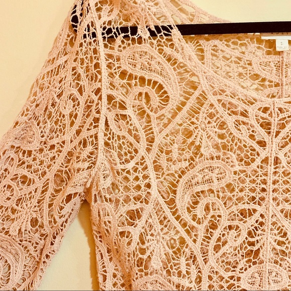 ❌SOLD❌ ADIVA Blush Crochet Lace 3/4 Top NWOT - Picture 2 of 7